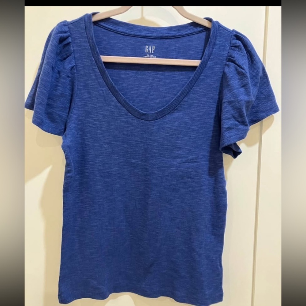 GAP Women's Heather Blue Short Sleeve Top